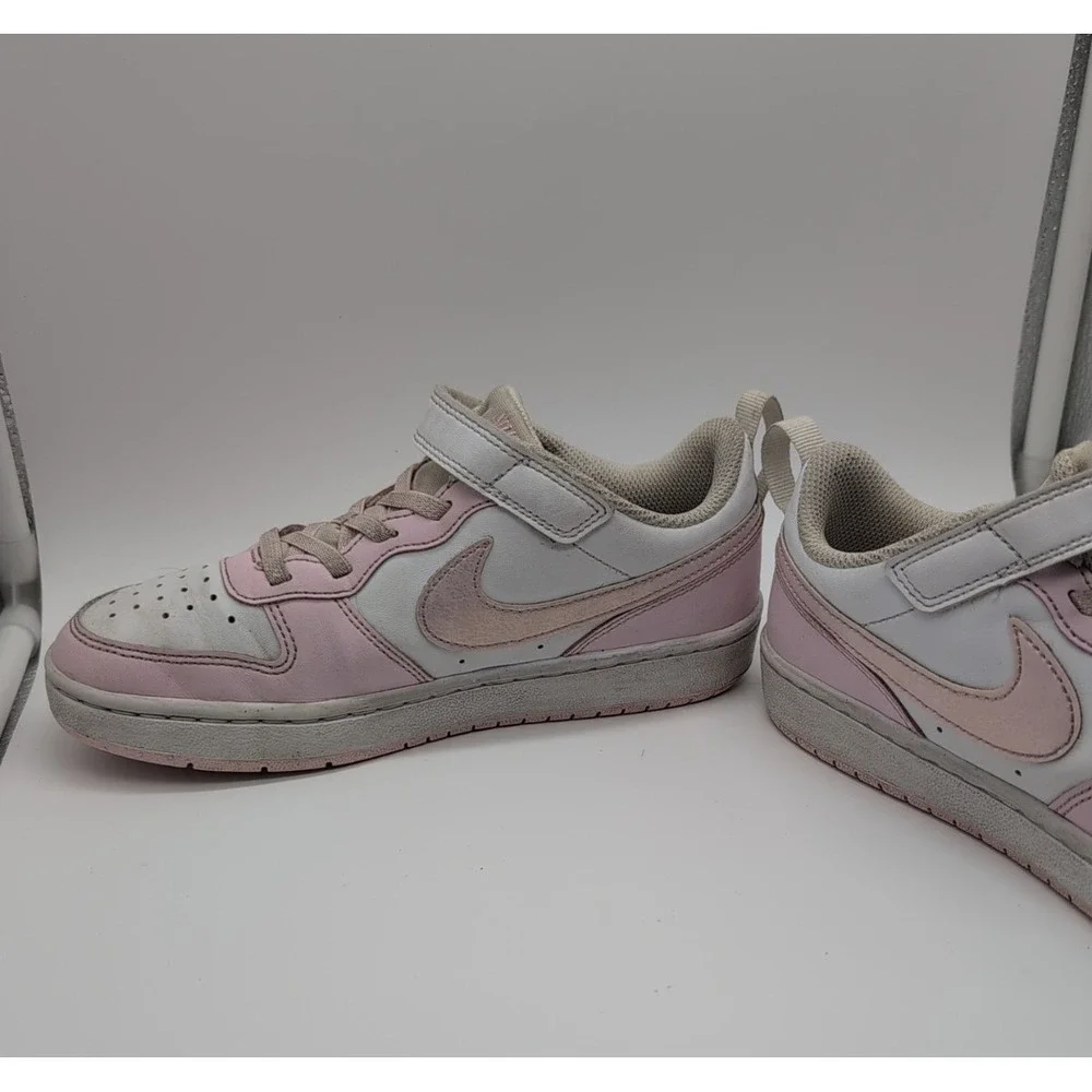 Nike Court Borough Low 2 White Pink Foam Youth Girls Size 2Y‎ Sneakers